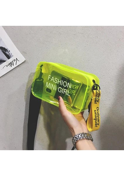 Kadın Crossbody Mektup Kalıpçı Messenger Pvc Jöle Küçük Bez Çanta (Yurt Dışından)