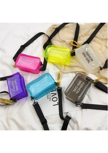 Kadın Crossbody Mektup Kalıpçı Messenger Pvc Jöle Küçük Bez Çanta (Yurt Dışından)