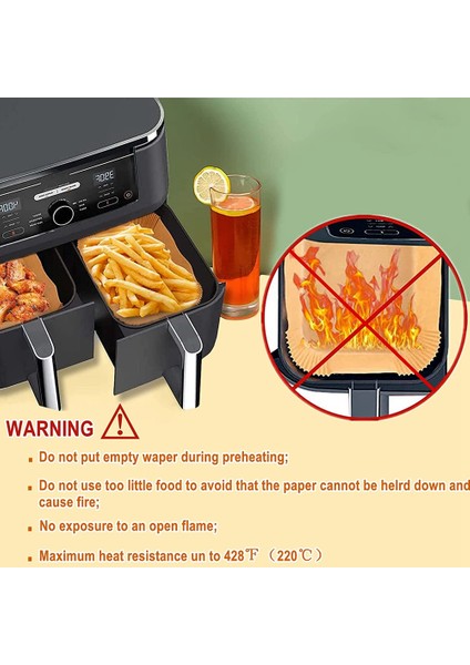 Hava Fritöz Gömlekleri 100PCS 8.7ınch Tek Kullanımlık Parşömen Kağıdı Dikdörtgen (Yurt Dışından) indirimleri
