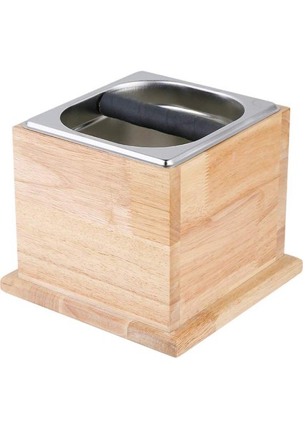 Paslanmaz Çelik Öğütme Knock Box Espresso Damper Kutusu Masif Ahşap Alt (Yurt Dışından)