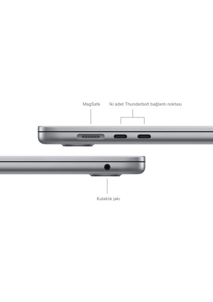 MacBook Air M3 Çip 16GB 512GB SSD macOS 15" Taşınabilir Bilgisayar Uzay Grisi MXD13TU/A