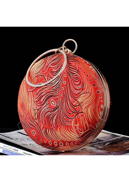 Kadın Nakış Tüylü Daire Şekli El Çanta (Yurt Dışından)