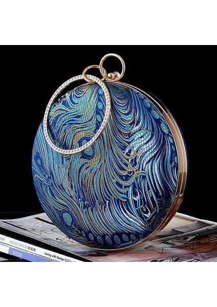 Kadın Nakış Tüylü Daire Şekli El Çanta (Yurt Dışından)