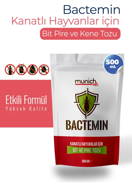 Munich Vet Bactemin Kuşlar Için Bit-Pire ve Kene Tozu 500 gr