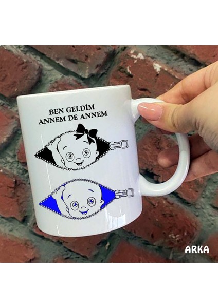 Size Özel Ben Geldim Babam Da Babam ve Ben Geldim Annem De Annem Seramik Baskılı Kupa Bardaklar