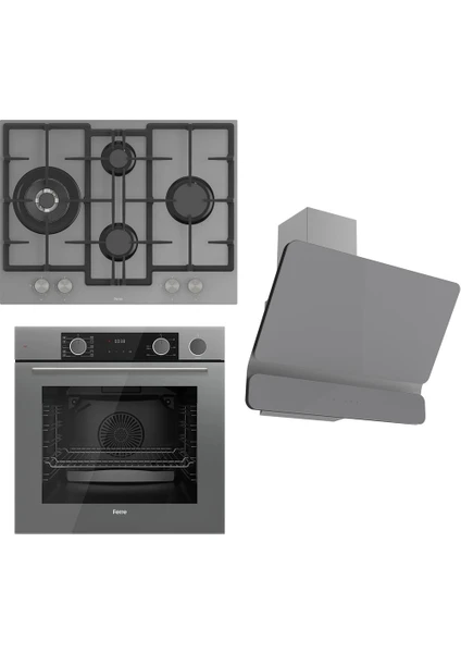 Steamart&fryart Serisi Buharlı Pişirme Gri Set (ED078 + XE64CPR +D082 )