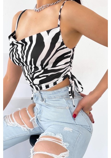 Kadın Ip Askılı Bershka Model Dijital Crop