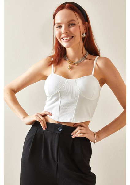 Beyaz Balenli & Askılı Crop Bluz 5YXK2-48201-01 modelleri