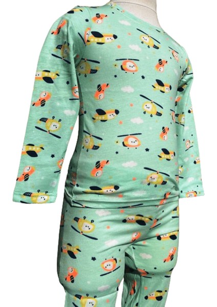 Erkek Çocuk Helikopter Desenli Pijama Takımı 1-2 Yaş Desenli