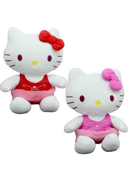 Peluş Hello Kitty Elbiseli Kurdeleli 50CM