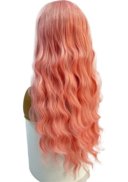 Pembe Peruk Kıvırcık Peruk Anime Cosplay Kadınlar Için Uzun Peruk Patlama İle Pembe Parti Peruk Cadılar Bayramı Partisi Için (Yurt Dışından)