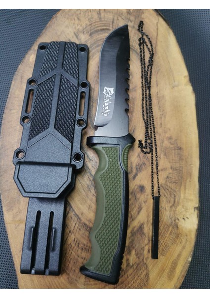 Isme Özel 23 cm Sert Kılıflı Avcı Bıçağı ve Bar Kolye