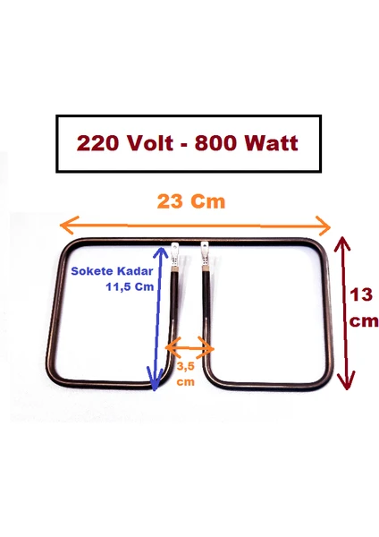 Tost Makinesi Rezistans 23 cm x 13 cm 650 Watt 220 V