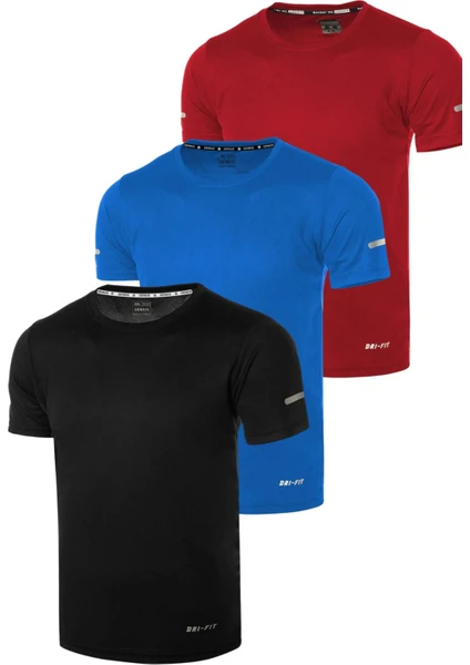 Genius Store 3'lü Erkek  Atletik Teknik Performans Spor T-Shirt Drıfıt-Kısakol3