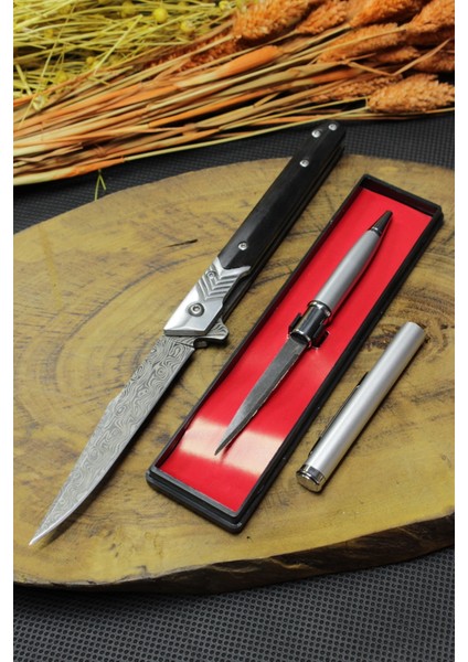 23 cm M390 Damascus Işlemeli Çakı ve Kalem Bıçak
