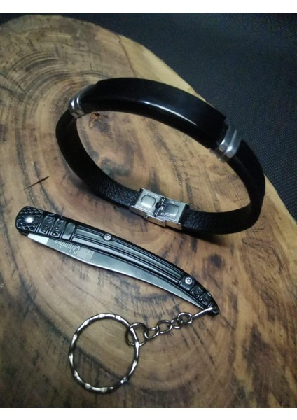 Isme Özel 17 cm Kılçık Çakı ve Deri Bileklik