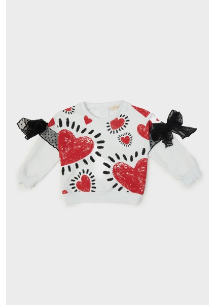 Kız Bebek Beyaz Sweatshirt 23PFWBG2401