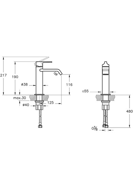 Vitra Suit A4281629 Lavabo Bataryası, Soft Bakır