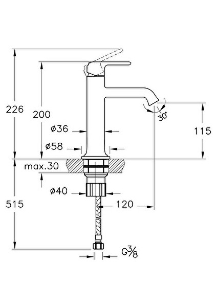 Vitra Origin A42880 Üstten Kumandalı Lavabo Bataryası, Krom