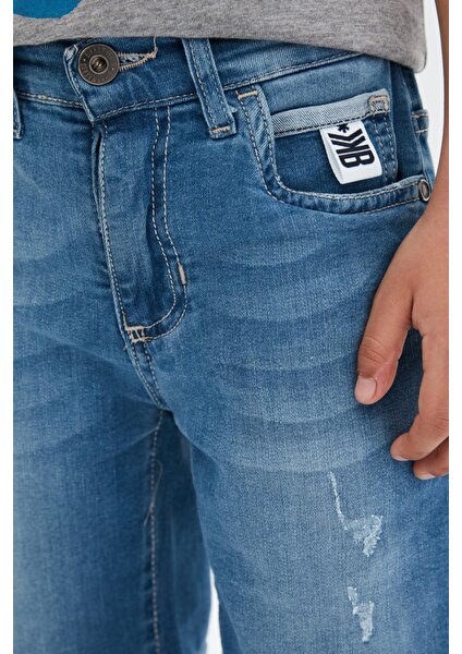 Erkek Çocuk Mavi Jean Şort 23SS0BK1461