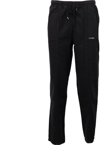 Erkek Saf Pamuk Kumaş Pantolon Battal Beden Düz Paça Cepli Beli Bağcıklı Tam Kalıp