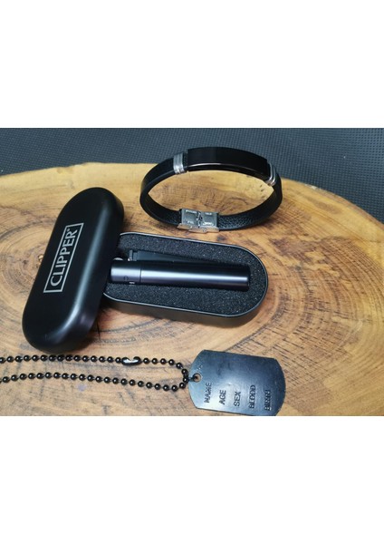 Isme Özel Metal Clipper Çakmak,bileklik ve Asker Künye Kolye