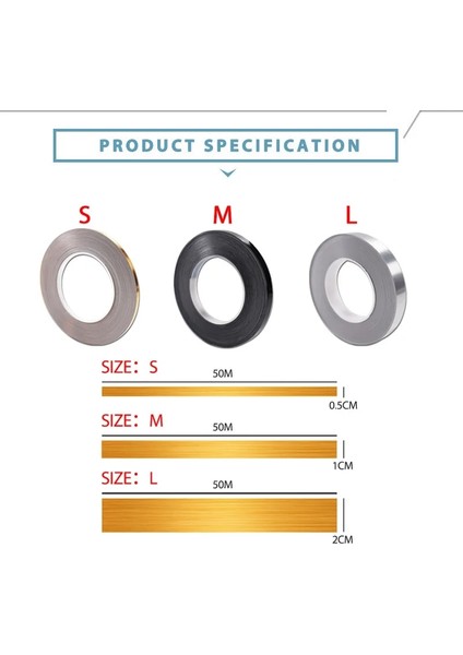 Gümüş Tarzı S-0.5cm Gümüş Altın Yapışkan Yer Karosu Şerit Dikiş Etiket Bakır Folyo Bant Su Geçirmez Duvar Sızdırmazlık Bandı Ev Dekorasyon 0.*5000 cm (Yurt Dışından)