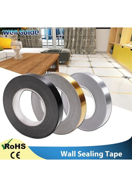 Siyah Stil M-1cm Gümüş Altın Yapışkan Yer Karosu Şerit Dikiş Etiket Bakır Folyo Bant Su Geçirmez Duvar Sızdırmazlık Bandı Ev Dekorasyon 0.*5000 cm (Yurt Dışından) fiyatları