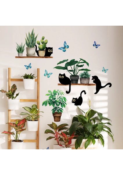 MS1670-YY Tarzı 30*60 cm Yeşil Bitki Saksı Yavru Karikatür Duvar Sticker Yaratıcı Arka Plan Duvar Oturma Odası Odası Dekorasyon Duvar Duvar Sticker (Yurt Dışından) fiyatları