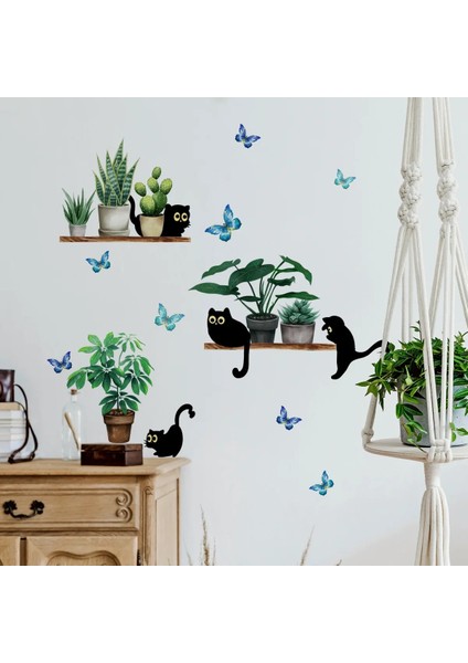 MS1670-YY Tarzı 30*60 cm Yeşil Bitki Saksı Yavru Karikatür Duvar Sticker Yaratıcı Arka Plan Duvar Oturma Odası Odası Dekorasyon Duvar Duvar Sticker (Yurt Dışından) fırsatları