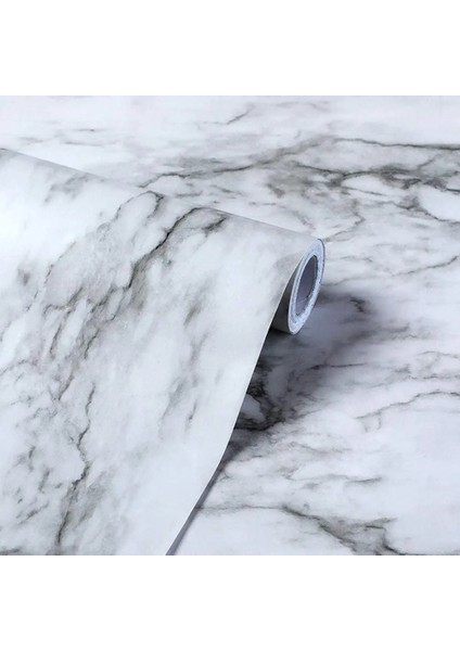 Mermer Tarzı 1MX45CM Gri Mermer Kendinden Yapışkanlı Duvar Kağıdı Su Geçirmez Vinil Peel ve Çubuk Duvar Kağıtları Eski Mobilya Mutfak Tezgahı Granit Filmi (Yurt Dışından)