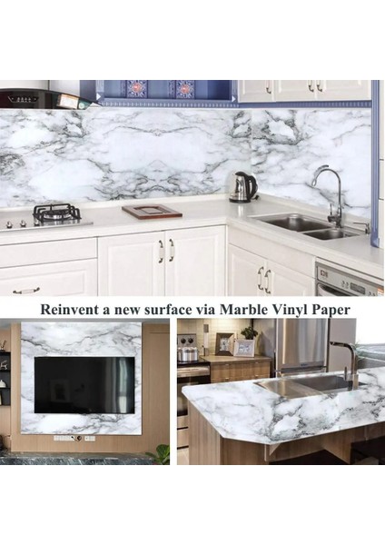 Mermer Tarzı 1MX45CM Gri Mermer Kendinden Yapışkanlı Duvar Kağıdı Su Geçirmez Vinil Peel ve Çubuk Duvar Kağıtları Eski Mobilya Mutfak Tezgahı Granit Filmi (Yurt Dışından) fırsatları