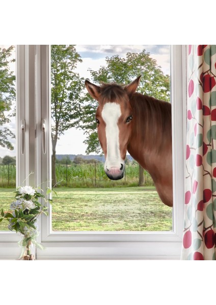 CT2012-KQ Stili 30*40CM Karikatür Hayvan At Duvar Sticker Oturma Odası Pencere Sticker Çocuk Odası Dekorasyon Elektrostatik Duvar Sticker (Yurt Dışından) fiyatları