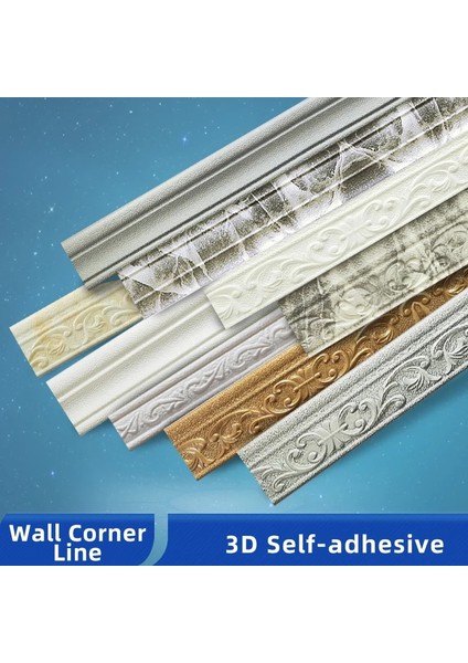 K02 Stili Ok-B Kendinden Yapışkanlı 3D Köpük Kabartmalı Köşe Çizgisi Duvar Bel Hattı Duvar Kağıdı Ev Dekorasyon Duvar Etiketi Sınır Kenar Strm (Yurt Dışından) indirimleri