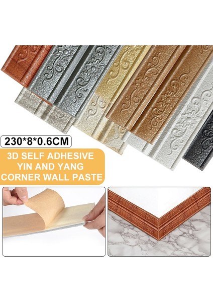 5-1 Adet Tarzı 3D Duvar Trim Hattı Süpürgelik Sınır Kendinden Yapışkanlı Su Geçirmez Süpürgelik Duvar Kağıdı Duvar Sticker Oturma Odası Ev Aralık * 8 cm (Yurt Dışından) fiyatları