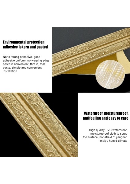 5-1 Adet Tarzı 3D Duvar Trim Hattı Süpürgelik Sınır Kendinden Yapışkanlı Su Geçirmez Süpürgelik Duvar Kağıdı Duvar Sticker Oturma Odası Ev Aralık * 8 cm (Yurt Dışından) indirimleri