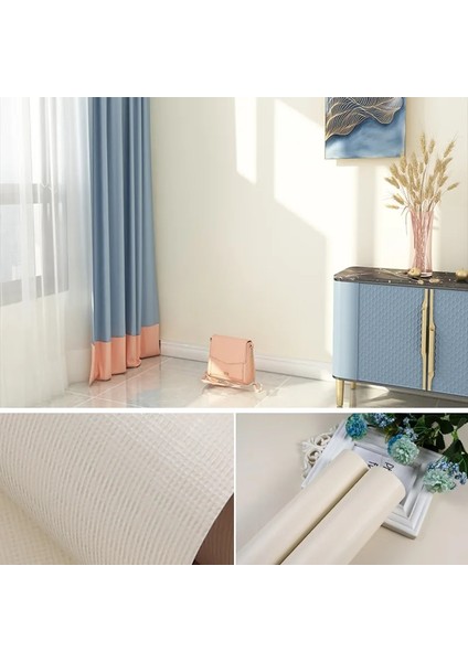 Kremsi-Beyaz Tarzı 0,4X1M Kendinden Yapışkanlı Duvar Kağıdı Kalınlaşmış Düz Renk Yatak Odası Sıcak Tonlu Duvar Kağıdı Duvar Sticker Oturma Odası Arka Plan Yenileme Çıkartmaları (Yurt Dışından)