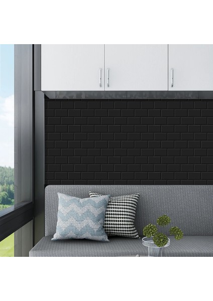 VP119 Tarzı 30,5CMX30,5CM Tuğla Seramik Karo Duvar Sticker Siyah Fayans 3D Dıy Kendinden Yapışkanlı Duvar Çıkartmaları Su Geçirmez Dekor Duvar Kağıdı Oturma Odası Için (Yurt Dışından)