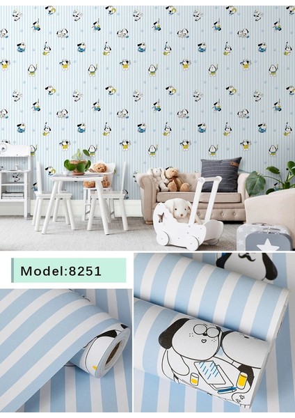 NO.8251 Stili 1MX45CM Sevenland Kendinden Yapışkanlı Su Geçirmez Karikatür Desen Mavi Mutfak Dolabı Dolap Pvc Duvar Kağıdı Duvar Sticker Ev Dekor Sevimli (Yurt Dışından)