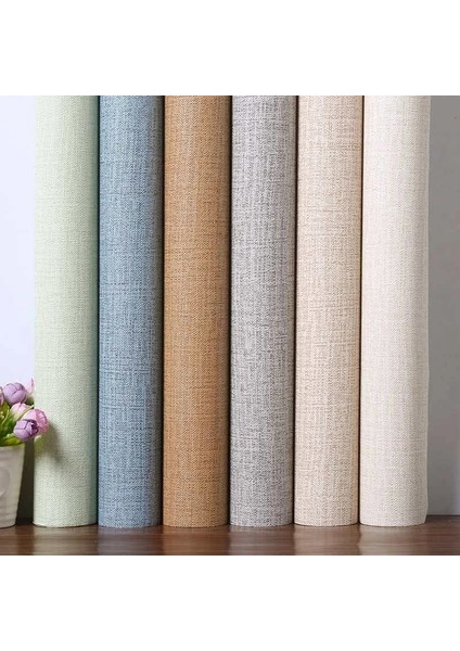 Gri Tarzı 1MX60CM Keten Pvc Kendinden Yapışkanlı Duvar Kağıtları Mutfak Dolapları Için Yatak Odası Oturma Odası Vinil Duvar Katı Su Geçirmez Kağıt Odası Dekor (Yurt Dışından)
