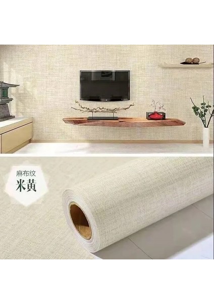 Gri Tarzı 1MX60CM Keten Pvc Kendinden Yapışkanlı Duvar Kağıtları Mutfak Dolapları Için Yatak Odası Oturma Odası Vinil Duvar Katı Su Geçirmez Kağıt Odası Dekor (Yurt Dışından)
