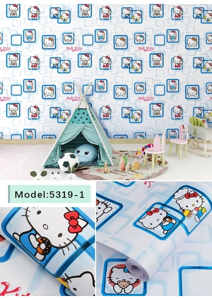 NO.1248766 Stili 1MX45CM Sevenland Kendinden Yapışkanlı Su Geçirmez Karikatür Desen Mavi Mutfak Dolabı Dolap Pvc Duvar Kağıdı Duvar Sticker Ev Dekor Sevimli (Yurt Dışından)