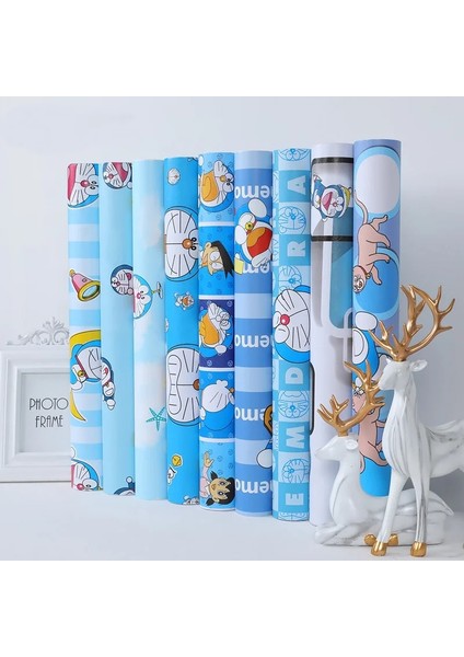 NO.1514298 Tarzı 1MX45CM Sevenland Kendinden Yapışkanlı Su Geçirmez Karikatür Desen Mavi Mutfak Dolabı Dolap Pvc Duvar Kağıdı Duvar Sticker Ev Dekor Sevimli (Yurt Dışından)