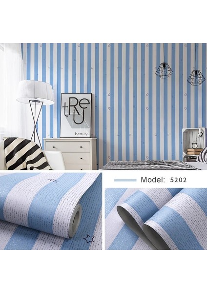 NO.5202 Tarzı 1MX45CM Sevenland Kendinden Yapışkanlı Su Geçirmez Karikatür Desen Mavi Mutfak Dolabı Dolap Pvc Duvar Kağıdı Duvar Sticker Ev Dekor Sevimli (Yurt Dışından)
