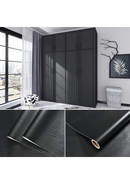 K012 Tarzı 1MX60CM Ahşap Siyah Düz Renk Ev Dekor Filmleri Vinil Su Geçirmez Çıkartmalar Kendinden Yapışkanlı Kapılar Dolap Modern Mobilyalar Duvar Dekorasyonu (Yurt Dışından) fırsatları
