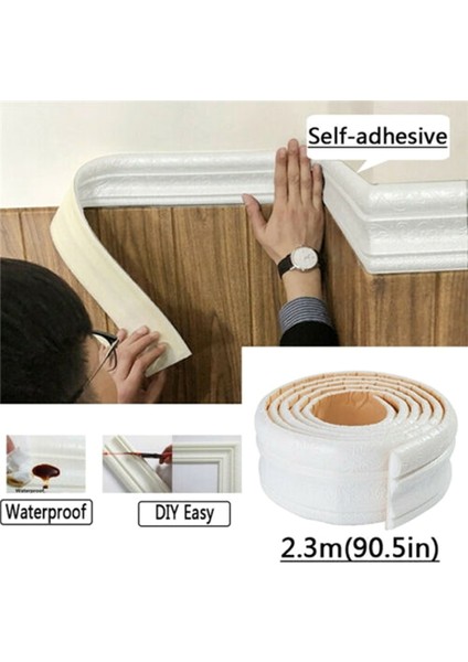 J Tarzı 3D Duvar Çıkartmaları Köpük Trim Hattı Su Geçirmez Kendinden Yapışkanlı Süpürgelik Sınır Desen Etiket Ev Mutfak Zemin Süslemeleri Sıcak Satış (Yurt Dışından) fırsatları