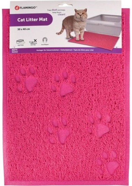 Pati Desenli Dikdörtgen Kedi Tuvalet Paspası Fuşya