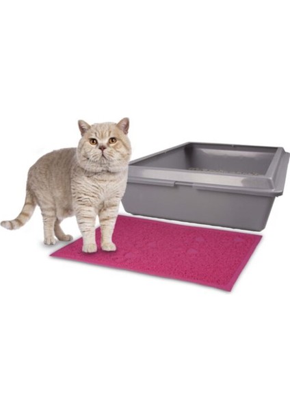 Pati Desenli Dikdörtgen Kedi Tuvalet Paspası Fuşya modelleri