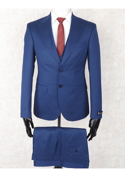 Slim Fit Sivri Yaka-Çift Yırtmaç Parlement Drop 6 Yelekli Takım Elbise