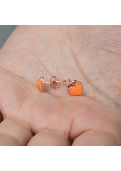 Gümüş Fosforlu Turuncu Kalp Küpe modelleri